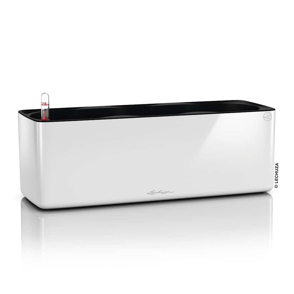 Jardinière d'extérieur cube glossy triple all-in-one blanc brillant