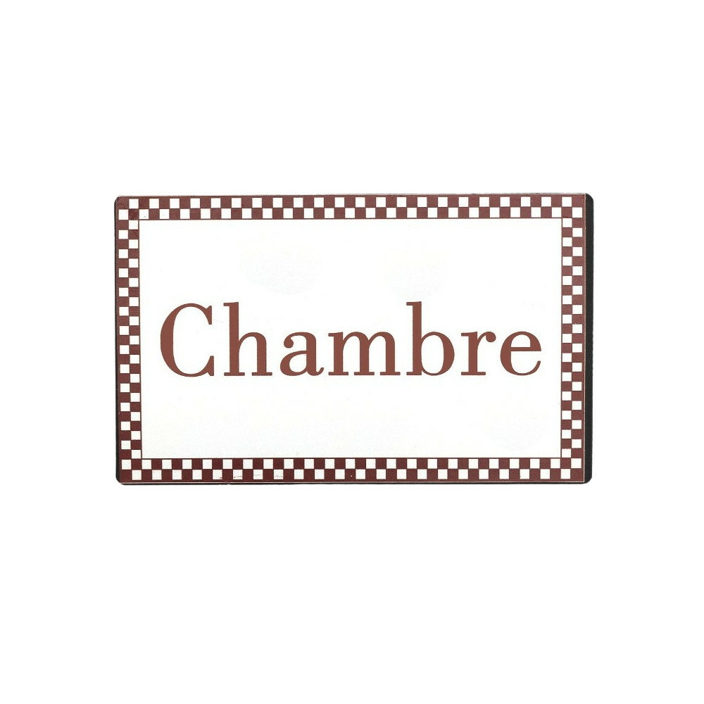 Plaque de porte décorative vintage chambre fer blanc marron 15x9cm