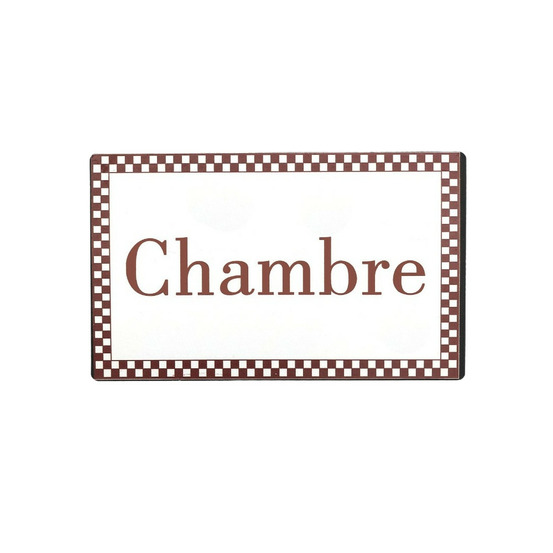 Plaque de porte décorative vintage chambre fer blanc marron 15x9cm