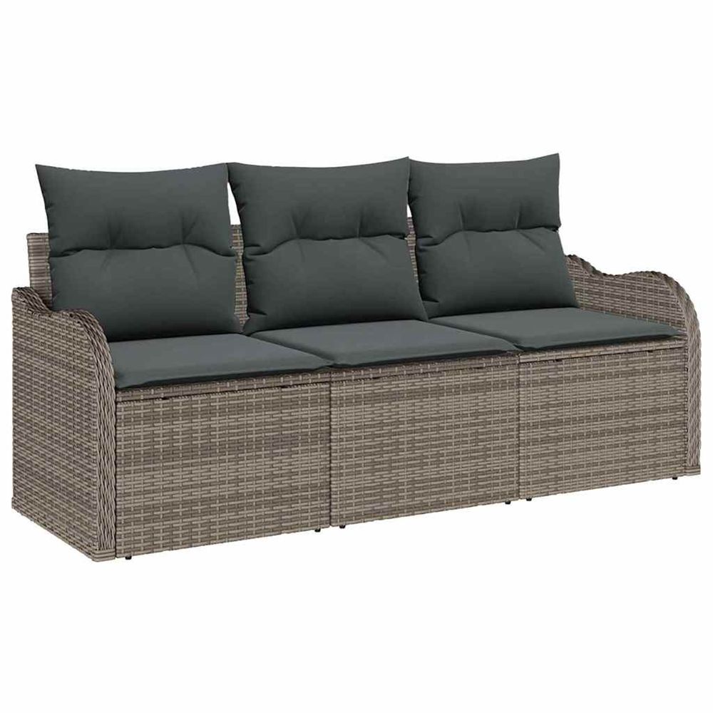 Ensemble de canapé de jardin 3 pc gris poly rotin