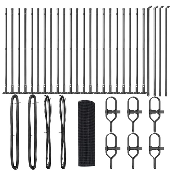 Clôture avec poteaux gris 0,8 x 50 m acier