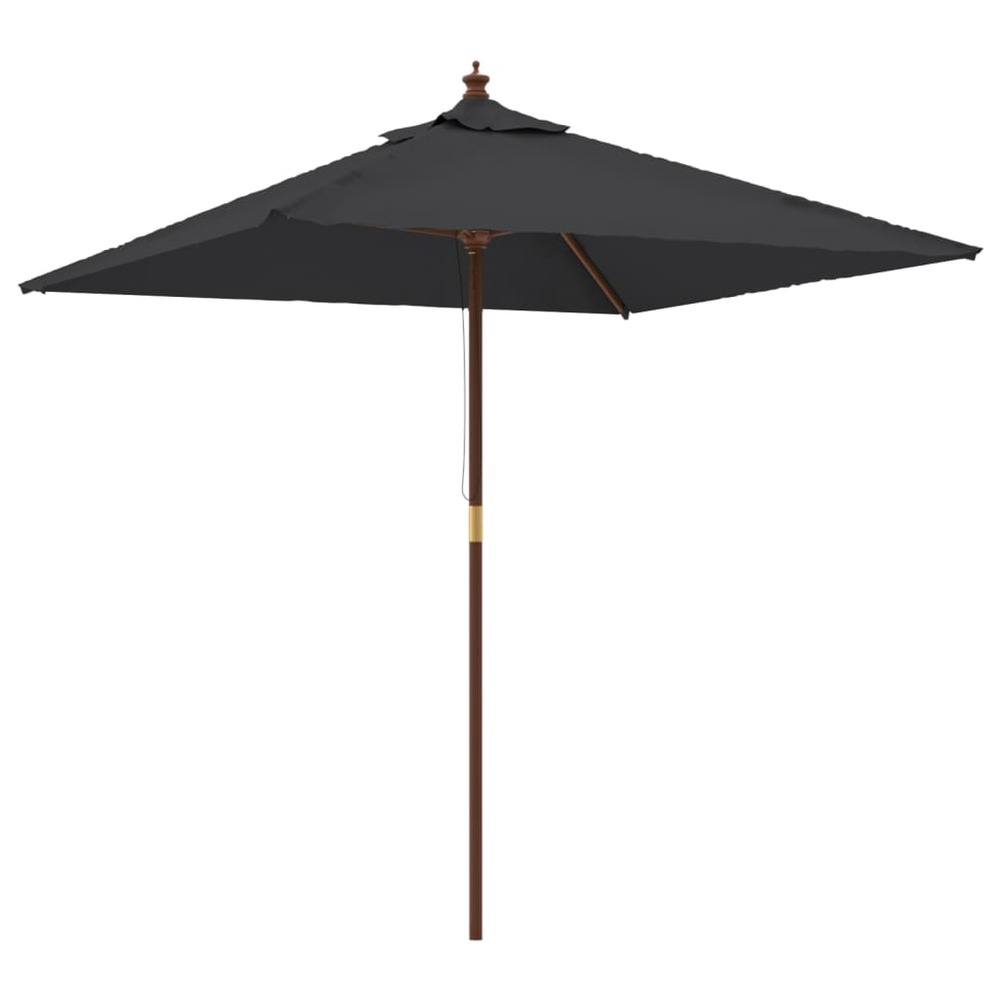 Parasol de jardin avec mât en bois 198 x 198 x 231 cm noir