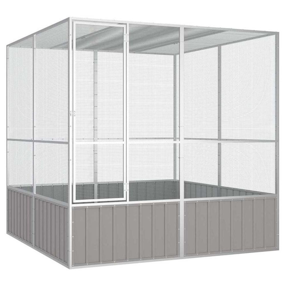 Cage à oiseaux gris 213,5x217,5x211,5 cm acier galvanisé