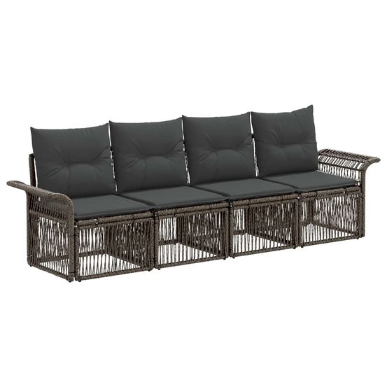 Ensemble de canapé de jardin 4 pc gris polyrotin