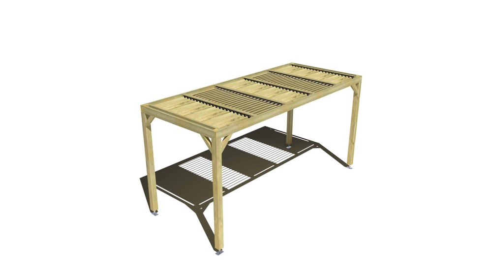 Pergola bois • 5m x 2m • indépendante • sens profondeur • lames orientables bioclimatiques incluses • livraison comprise