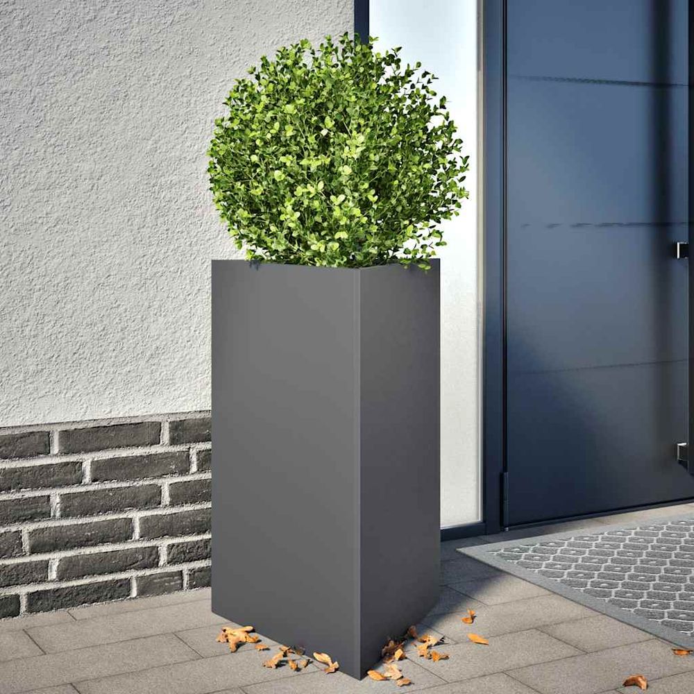 Jardinière surélevée triangulaire en acier pour jardin anthracite 75 cm