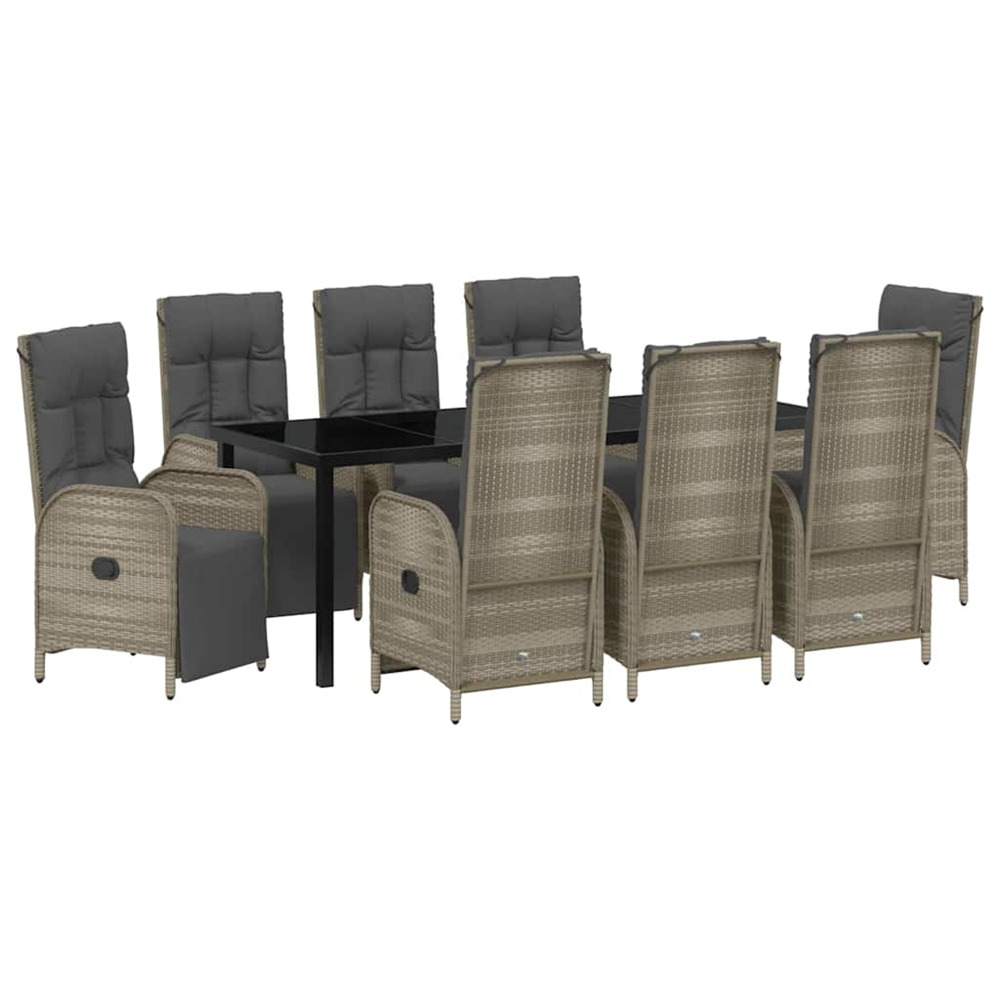 Ensemble de salle à manger pour jardin 9 pcs gris polyrotin