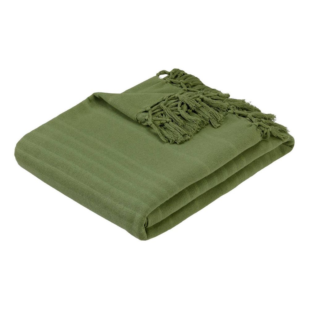 Jeté de lit anjali 230x250 vert kaki en coton