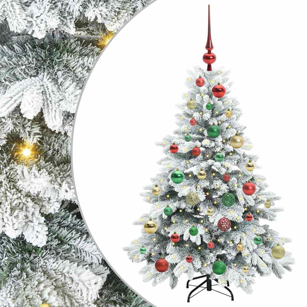 Sapin de noël artificiel avec 150 led blanc 120 cm pe et pvc