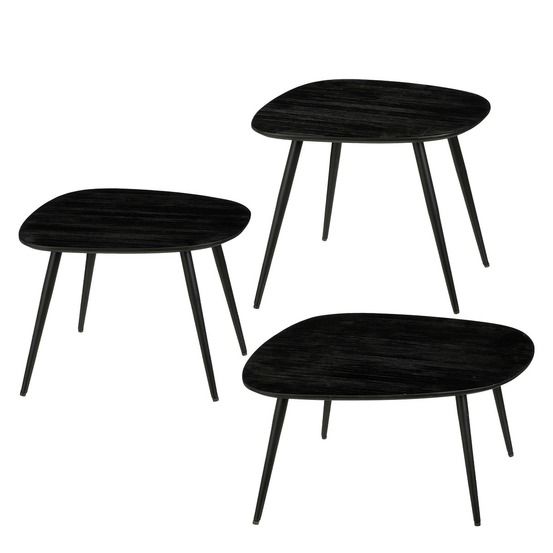Mica decorations jailey table d'appoint - lot de 3 - noir