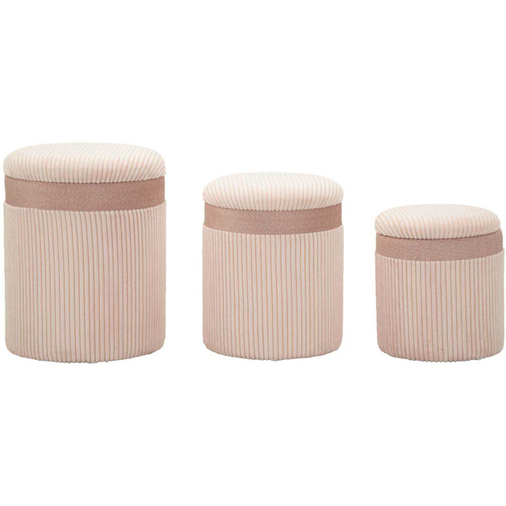 Set de 3 poufs coffre en mdf curtain rose