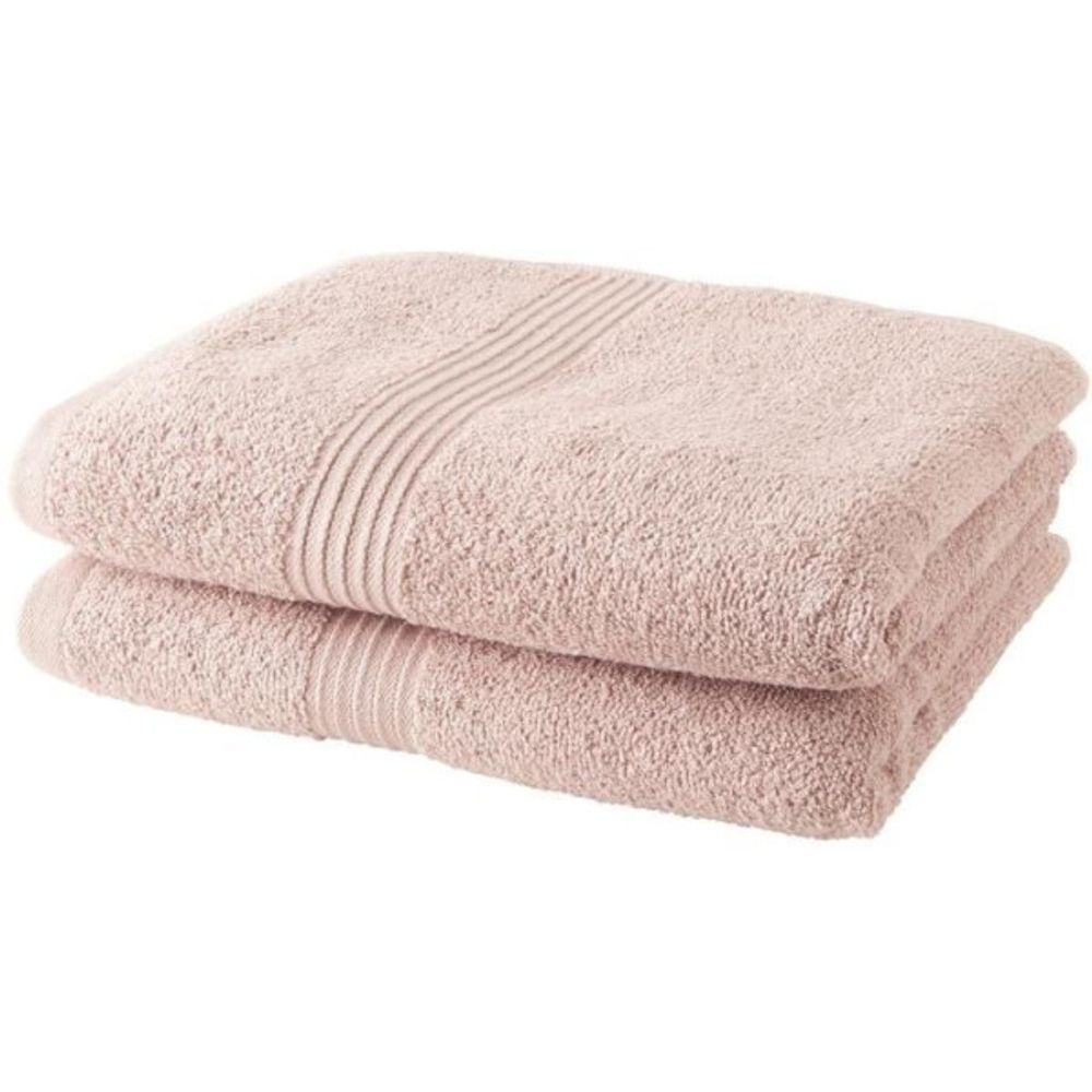 Lot de 2 serviettes de toilette 50x90 cm 100% coton - rose des sables