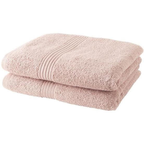 Lot de 2 serviettes de toilette 50x90 cm 100% coton - rose des sables