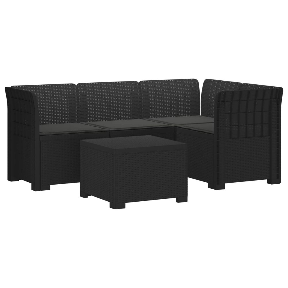 Canapé de jardin 4 places avec coussins style rotin pp