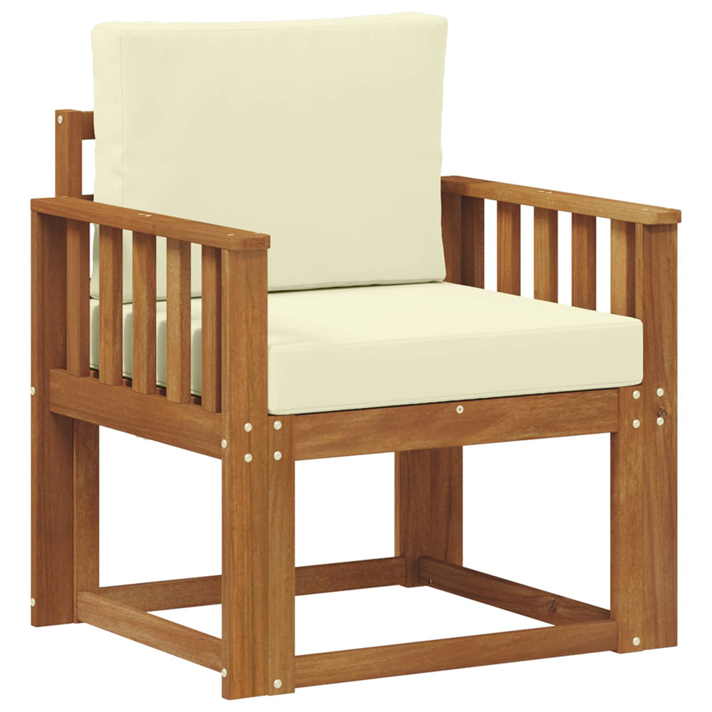 Canapé d’extérieur bois d'acacia massif et polyester naturel