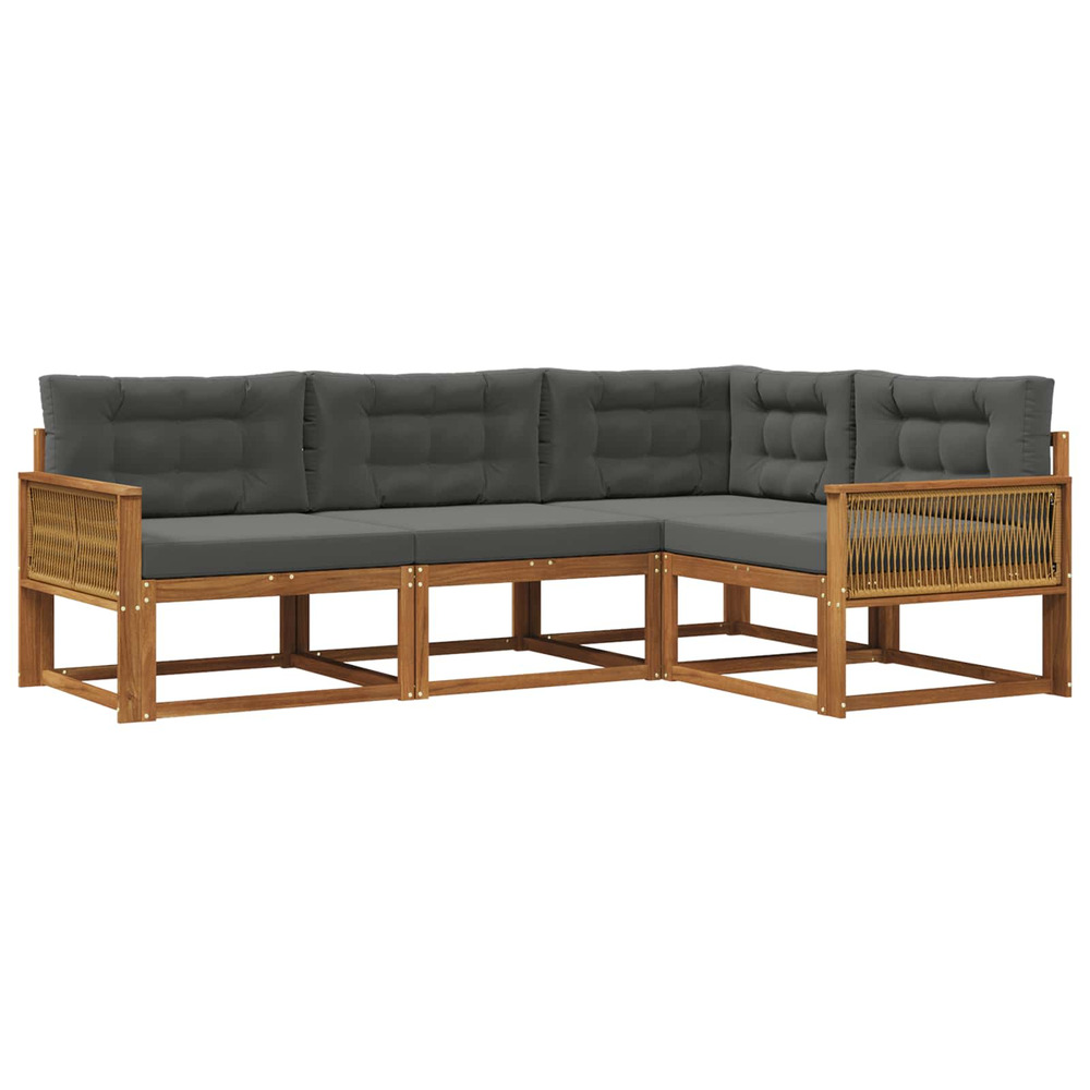 Ensemble de canapés d'extérieur 4 pcs naturel et anthracite