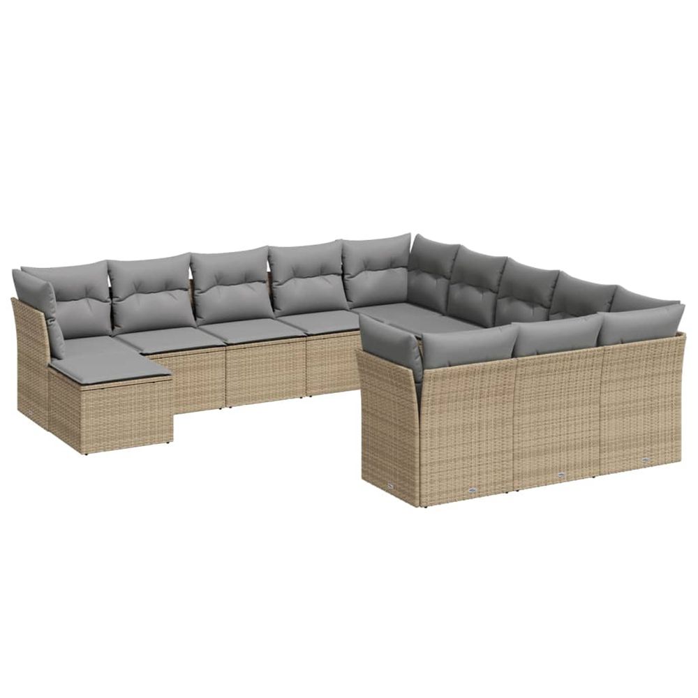 Salon de jardin avec coussins 12 pcs beige résine tressée