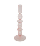 Bougeoir chandelier en verre rose h 25.7 cm