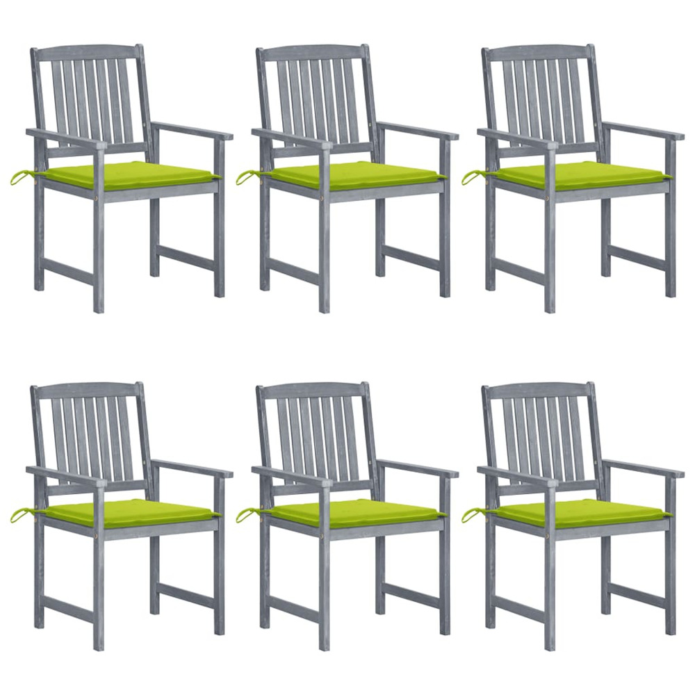 Chaises de jardin et coussins lot de 6 bois acacia massif gris
