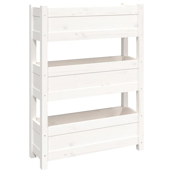 Jardinière blanc 77x25x104,5 cm bois massif de pin