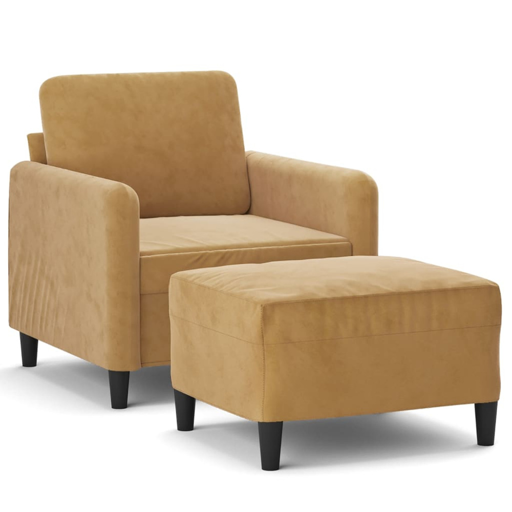 Fauteuil avec repose-pied marron 60 cm velours