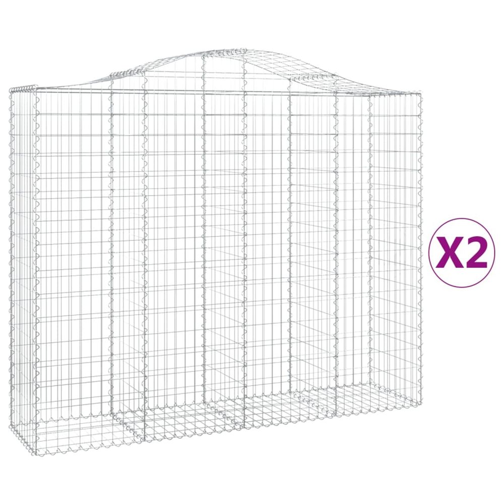 Paniers à gabions arqués 2 pcs 200x50x160/180 cm fer galvanisé