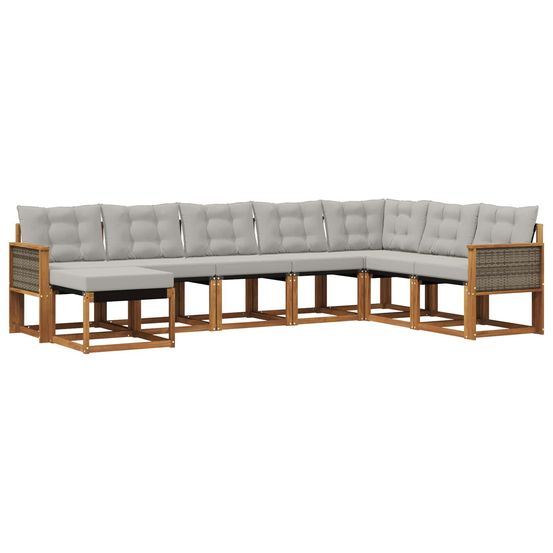 Ensemble de canapés d'extérieur 8 pc naturel et gris clair
