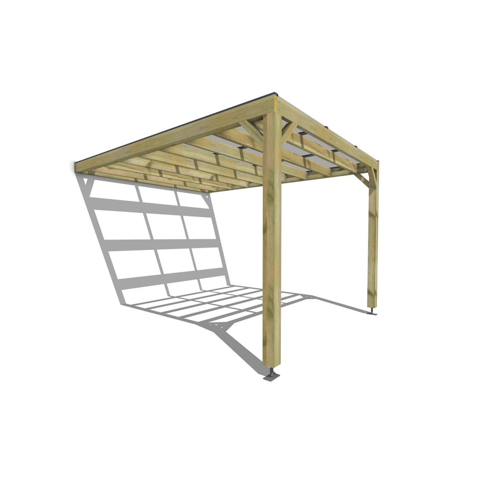 Pergola bois • 3m x 4m • adossée • sens largeur • couverture étanche transparente incluse • livraison comprise