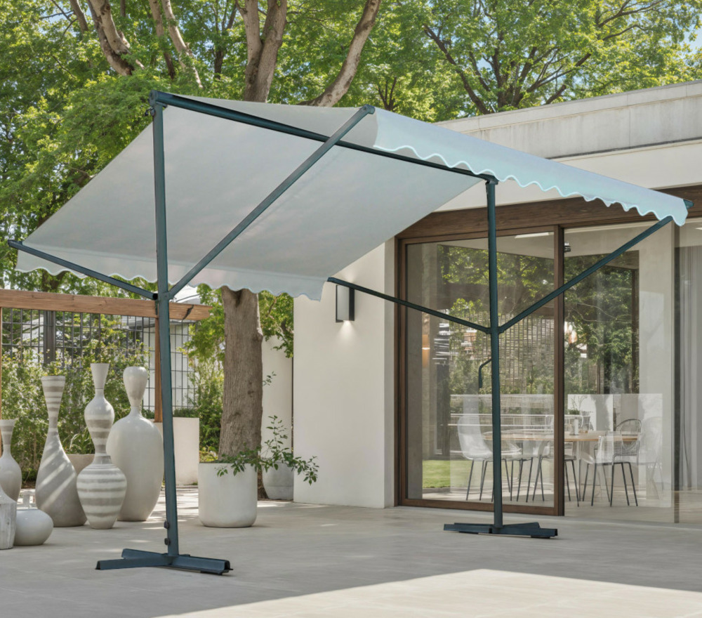 Tonnelle 2 pans 3,5m - acier - écru - columba