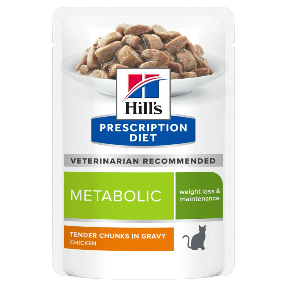 Patee chat adult prescription diets metabolic poulet (sachet) - hill's 12*85 g