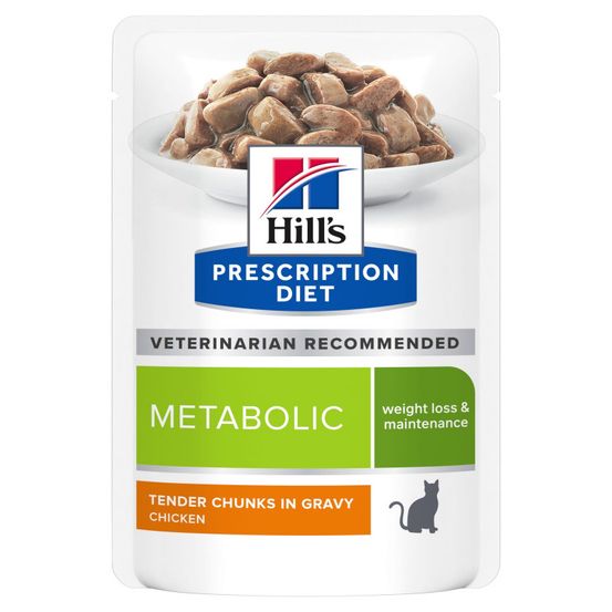 Patee chat adult prescription diets metabolic poulet (sachet) - hill's 12*85 g