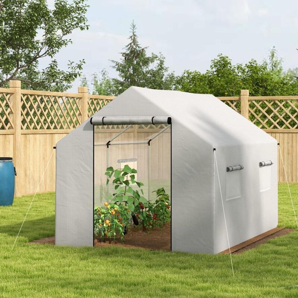 Serre tunnel polyéthylène 300 x 200 x 200 cm blanche pour jardin potager anti-uv - comfortxl outdoor living