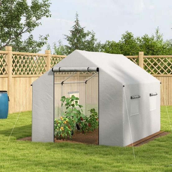 Serre tunnel polyéthylène 300 x 200 x 200 cm blanche pour jardin potager anti-uv - comfortxl outdoor living