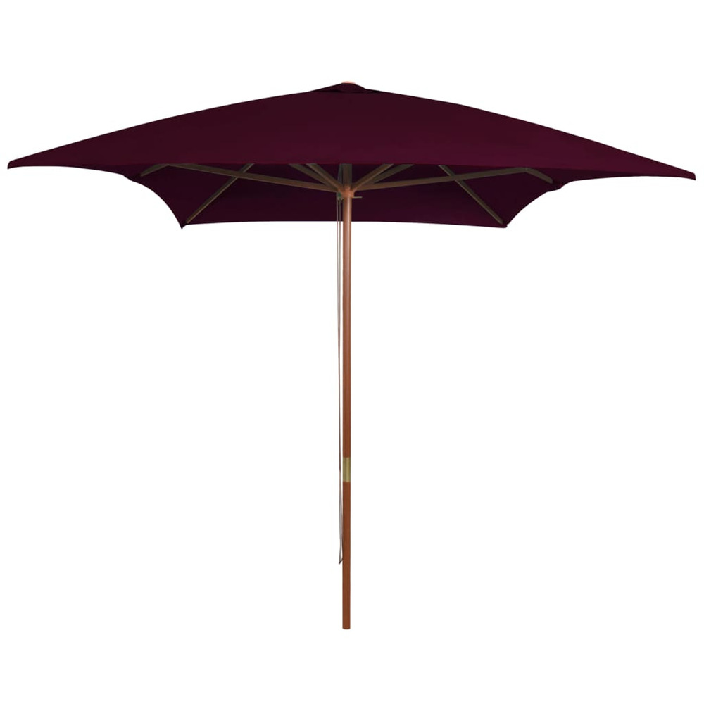 Parasol de jardin avec mât en bois rouge bordeaux 200x300 cm