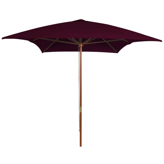 Parasol de jardin avec mât en bois rouge bordeaux 200x300 cm