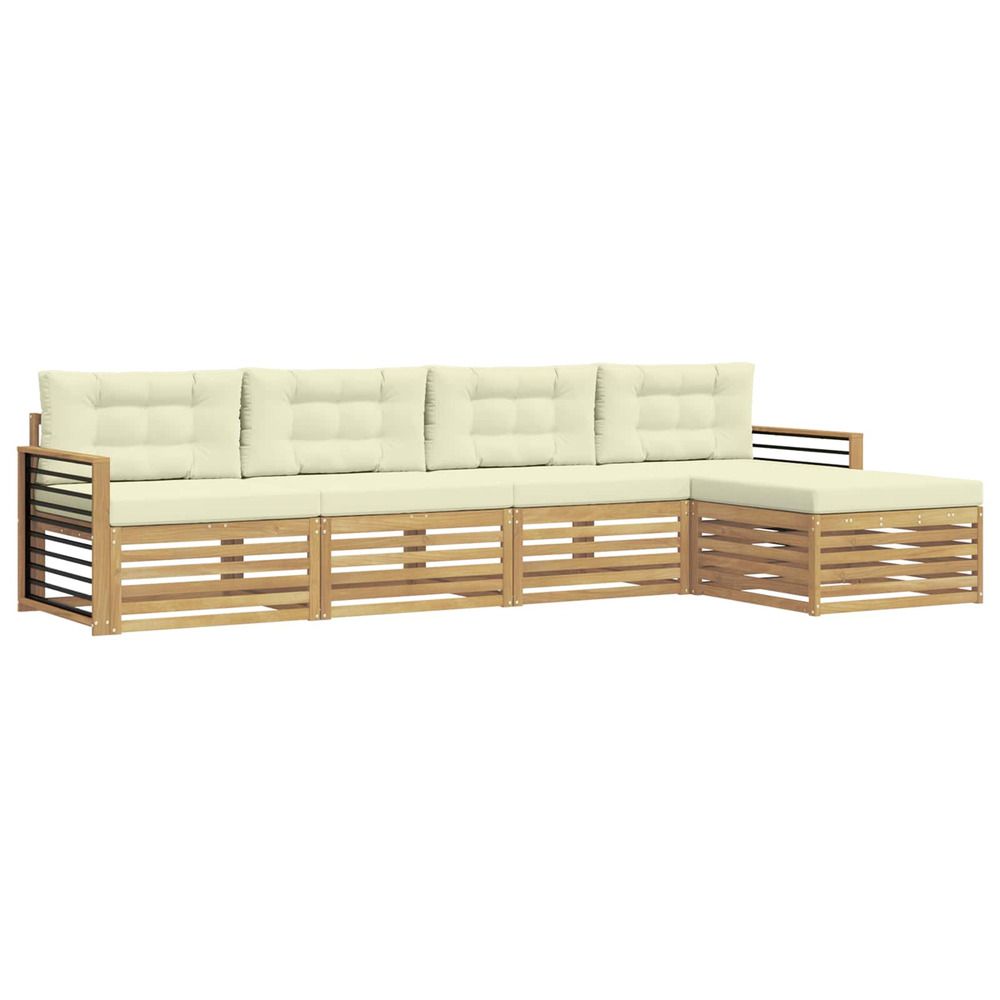 Ensemble de canapés d'extérieur 5 pc blanc et crème polyester