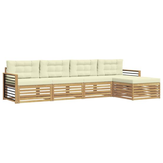 Ensemble de canapés d'extérieur 5 pc blanc et crème polyester
