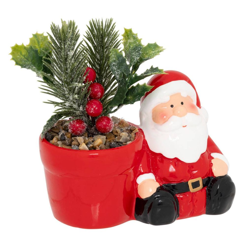Plante en pot père noël et bonhomme de neige h. 13 cm