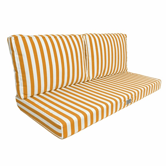 Coussins pour salon de jardin déhoussable 120x60cm rayure jaunes