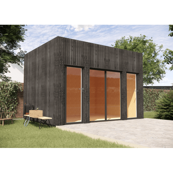 Bureau de jardin 4 saisons en bois 4,4 x 3,5 x 3,2 m / isolation re2020 avec plancher isolé