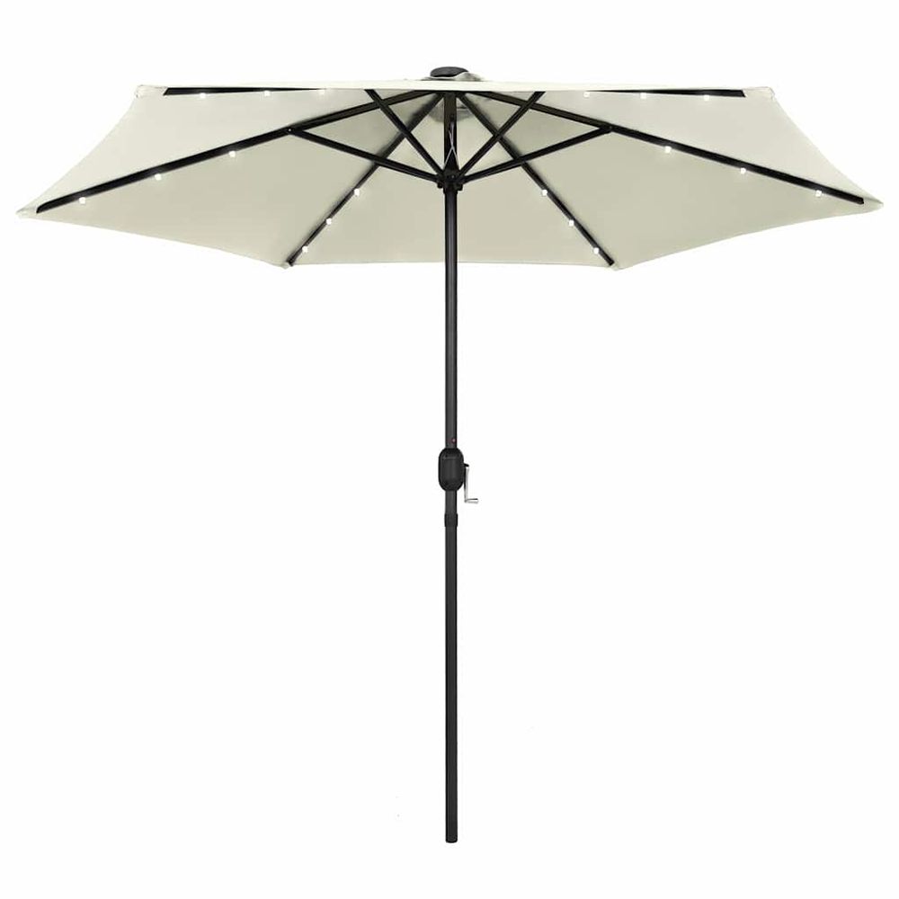 Parasol de jardin et lumières led mât en aluminium blanc sable