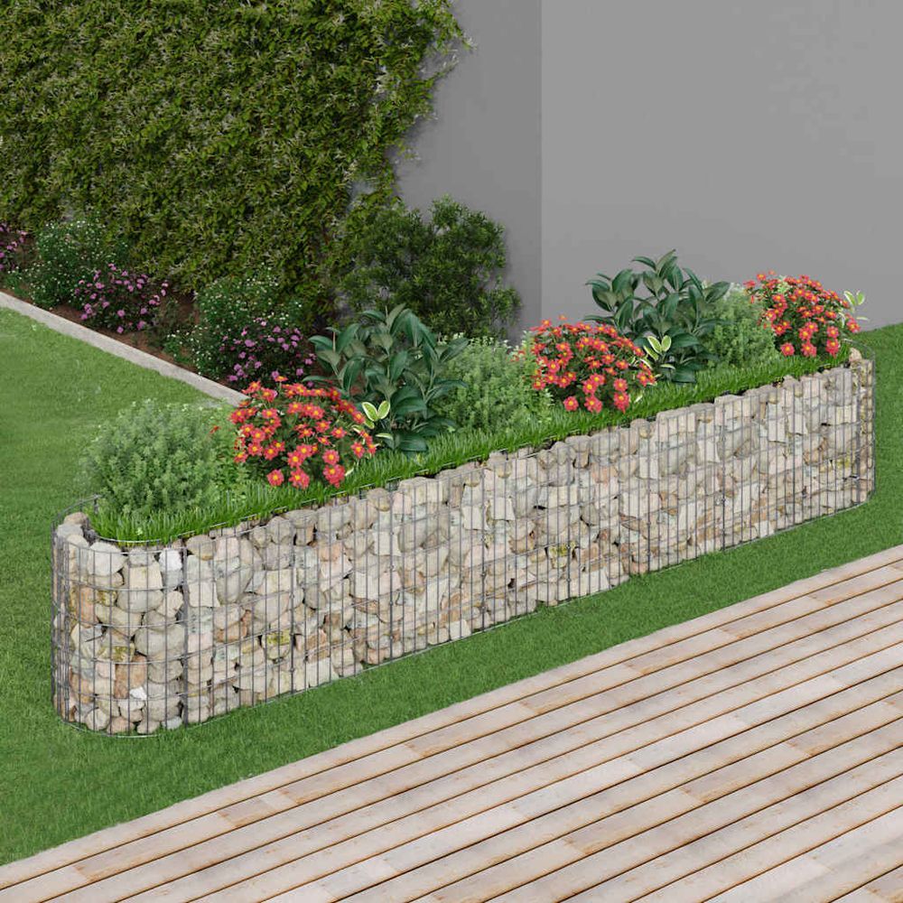 Jardinière gabion acier galvanisé aménagement jardin remplissage pierres 330x50cm