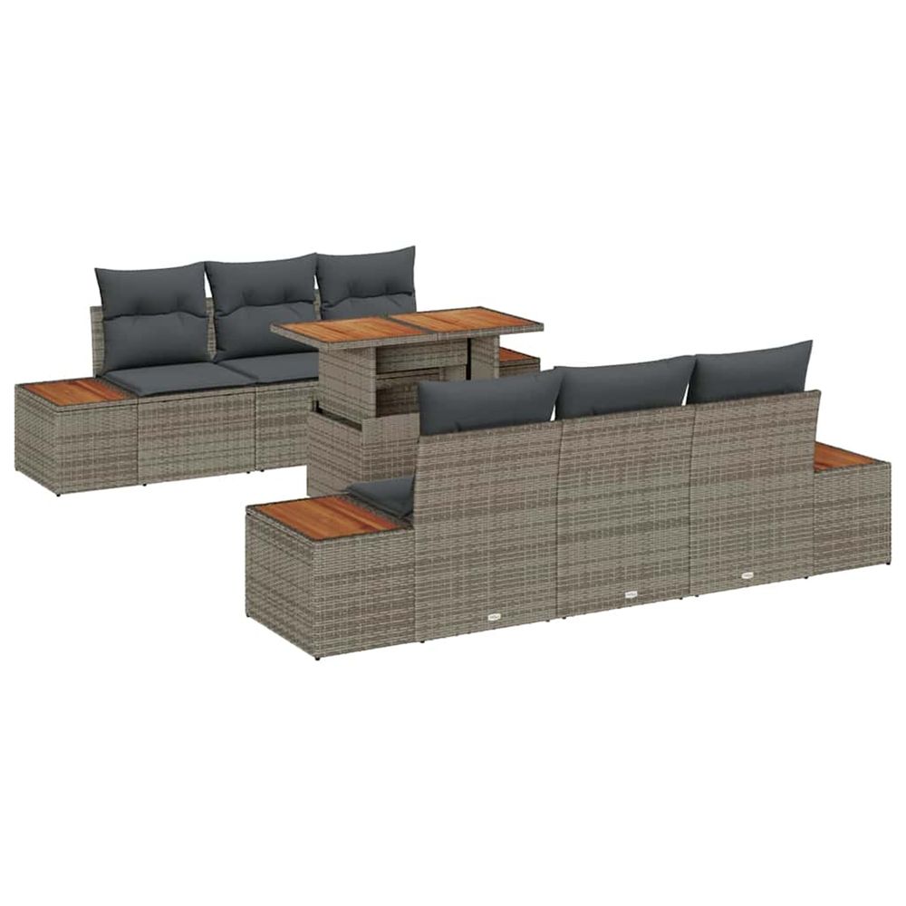 Ensemble de canapé de jardin 7 pc gris poly rotin