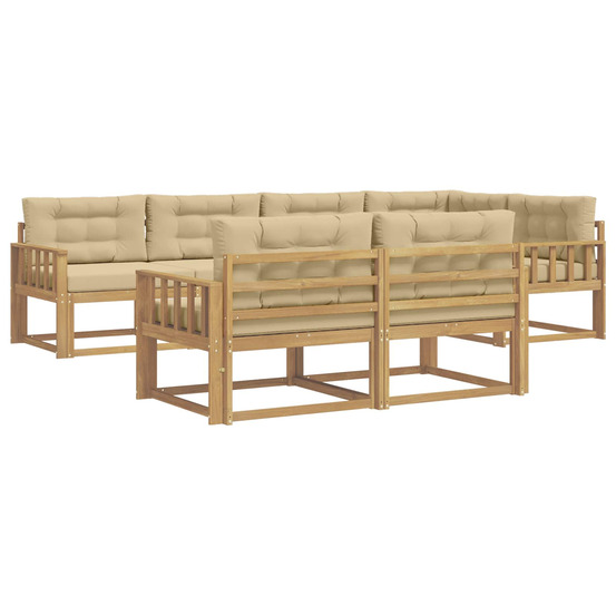 Ensemble de canapés d'extérieur 6 pcs blanc et beige polyester