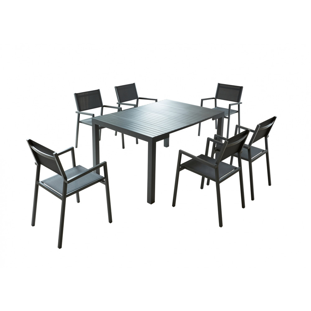 Console extensible et 6 chaises en aluminium olhao