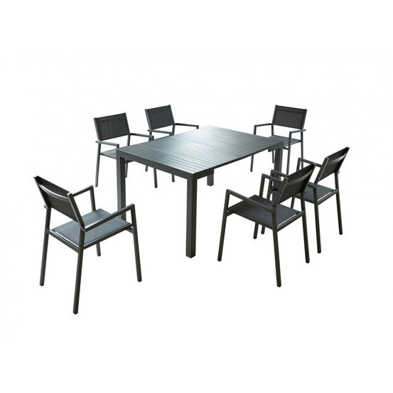 Console extensible et 6 chaises en aluminium olhao