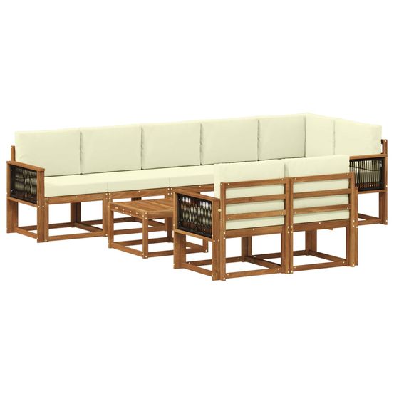 Ensemble de canapés d'extérieur 9 pc naturel et crème polyester