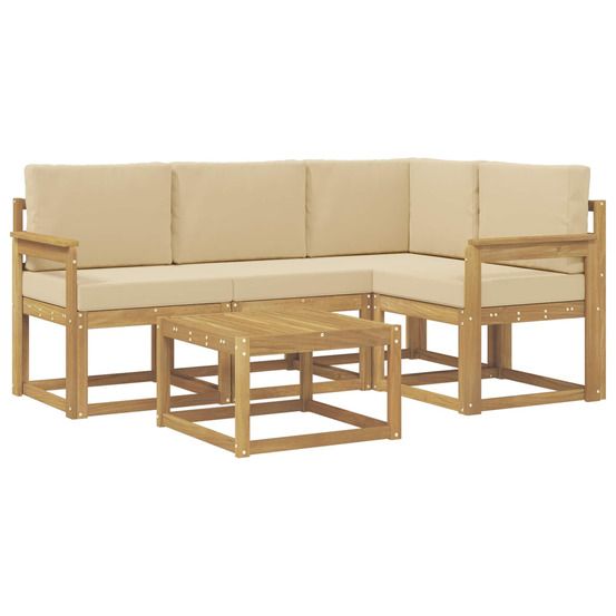 Ensemble de canapés d'extérieur 5 pc blanc et beige