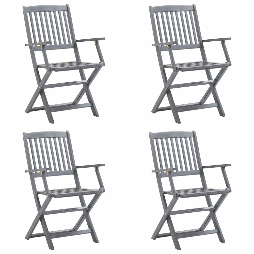 Chaises pliables d'extérieur lot de 4 et coussins bois d'acacia