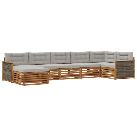 Ensemble de canapés d'extérieur 7 pcs naturel et gris clair